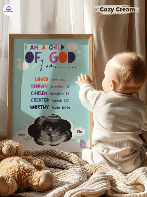 Personalized Baby Ultrasound Poster – “I Am A Child of God” Christian Wall Art